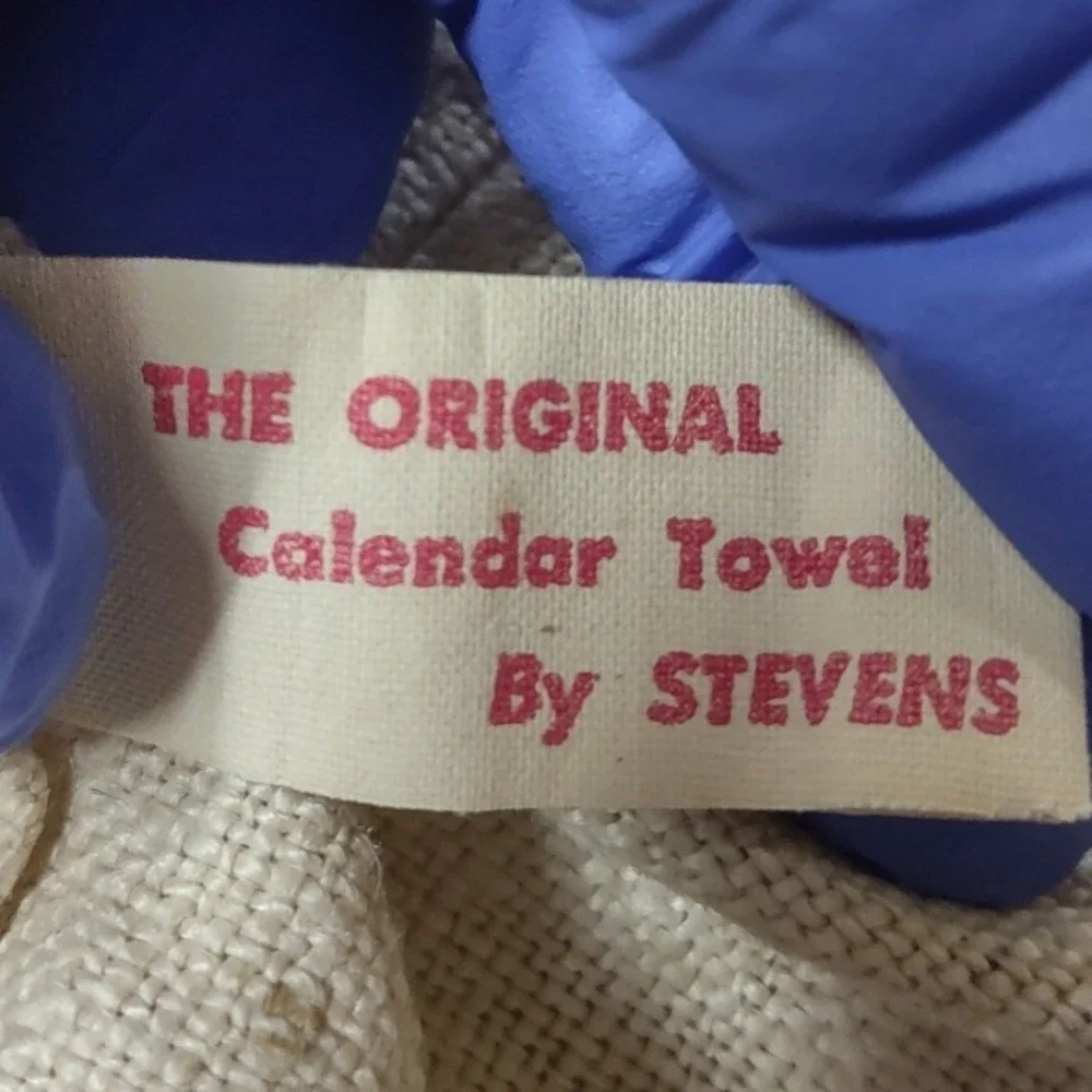 Vintage 1959 Stevens Linen Calendar Tea Towel Colonial Mid Century Americana
